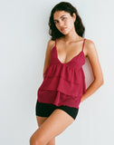 Image of Selvina Frill Cami Top in Red