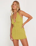 image of Sepia Mini Halterneck Dress in Green Moss