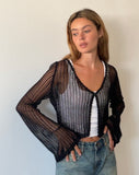 Image of Septa Cropped Knit Cardigan in Black