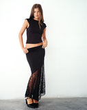 Image of Seraphina Asymmetric Lace Hem Maxi Skirt in Black