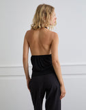 Image of Seren Plunge Wrap Top in Cupro Black