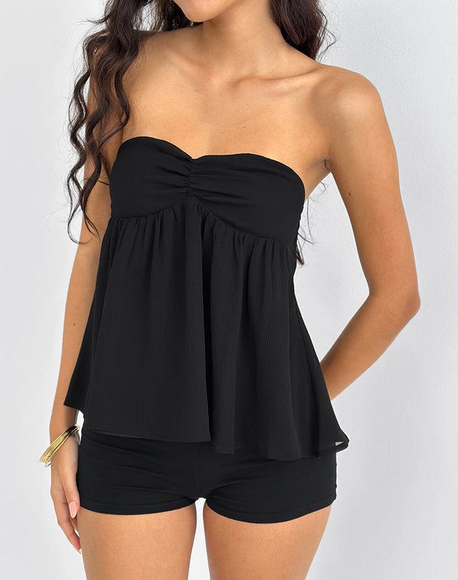 Image of Setsuko Bandeau Longline Top in Black