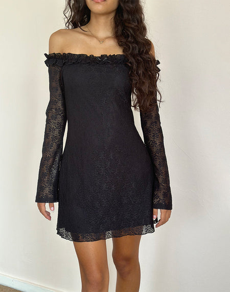 Sriti Mini Dress in Rose Flock Black