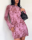 Image of Sevila Long Sleeve Mini Dress in Botanic Mauve