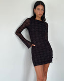 Image of Sevila Long Sleeve Mini Dress in Black Queen of Heart Flock