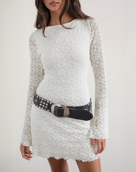 Image of Sevila Long Sleeve Dress in Bubble Lace Ivory