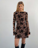 Image of Sevila Long Sleeve Mini Dress in Flock Brown