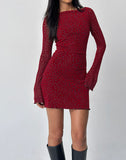 Image of Sevila Long Sleeve Mini Dress in Heart Flock Maroon