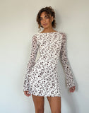 Image of Sevila Long Sleeve Mini Dress in Stem Flower Flock Brown