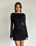 Image of Sevila Long Sleeve Mini Dress in Regal Lace Black