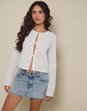 Image of Sewindu Tie Front Long Sleeve Top in Broderie Ivory