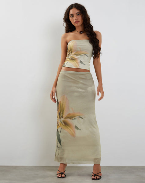 Image of Shae Bandeau Top in Yellow Lily Print