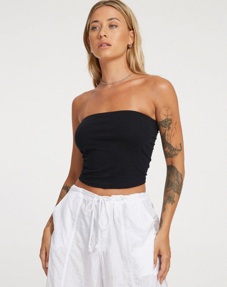 Ziggy Lace Front Bandeau Top in Black