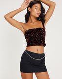 image of Shae Bandeau Top in Mini Sequin Burgundy