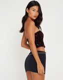 image of Shae Bandeau Top in Mini Sequin Burgundy