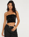 image of Shae Bandeau Top in Mini Sequin Black