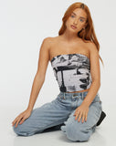 Image of Shae Bandeau Top in Photo Collage Grey