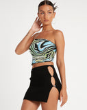 image of Shae Bandeau Top in Warped Zebra Blue