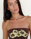 Image of Shaelo Bandeau Top in Bitter Chocolate Yellow Hibiscus