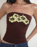 Image of Shaelo Bandeau Top in Bitter Chocolate Yellow Hibiscus