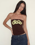 Image of Shaelo Bandeau Top in Bitter Chocolate Yellow Hibiscus