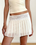 Image of Akara Pleated Mini Skirt in Chiffon Ivory