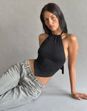 Image of Shalas Halter Top in Rayon Jersey Black