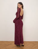 Image of Shaleed Dress in Botanical Flower Maroon