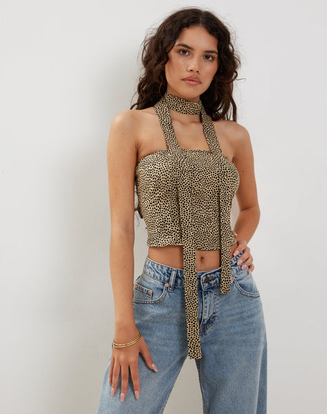 Image of Shaloe Bandeau Top and Scarf Set in Mini Croc Tan