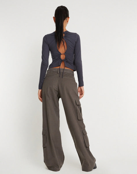 image of Shan Wide Leg Trouser in Dark Grey