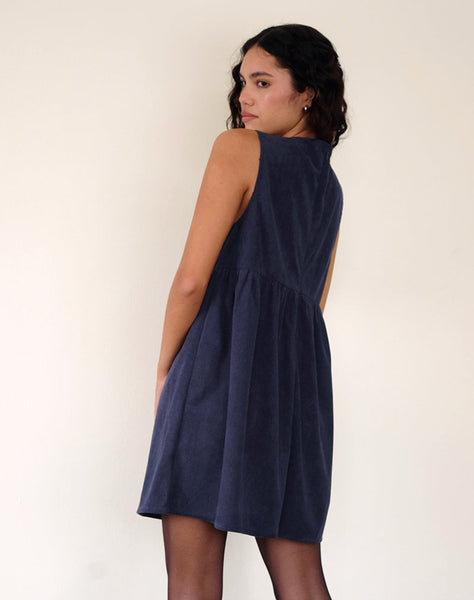 Image of Sheba Mini Dress in Babycord Ink Blue