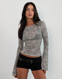 Image of Sheiza Long Sleeve Top in Sheer Mesh Grey