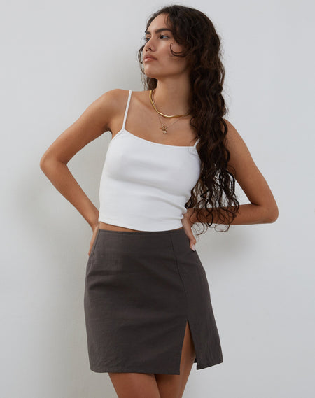 Celina Puffball Mini Skirt in Dark Brown Tailoring