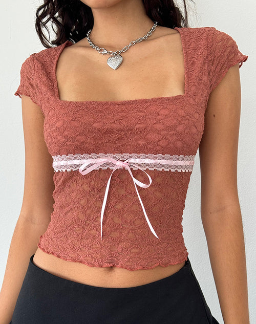 Image of Sherine Lace Top in Withered Rose