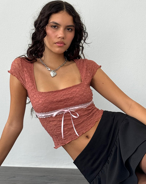 Image of Sherine Lace Top in Withered Rose