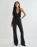 Image of Sherlyn Halter Top in Cupro Black