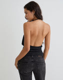 Image of Sherlyn Halter Top in Cupro Black
