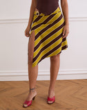 Image of Sherry Split Midi Skirt in Stripe Retro Yellow