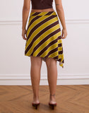 Image of Sherry Split Midi Skirt in Stripe Retro Yellow