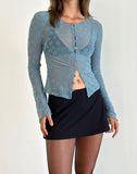 Image of Shia Cardigan in Grunge Floral Blue Grey