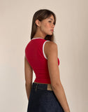 Image of Shinju Top in Adrenaline Red with White Binding