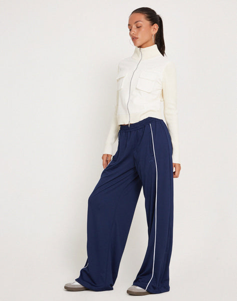 Image of Shobi Wide Leg Jogger in Navy