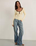 Image of Shou Top in Buttermilk with Brown Binding
