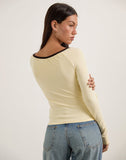 Image of Shou Top in Buttermilk with Brown Binding