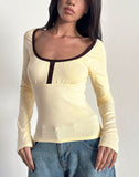 Image of Shou Top in Buttermilk with Brown Binding