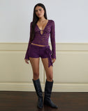 Image of Mahota Deep Plunge Long Sleeve Top in Lace Purple