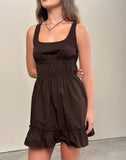 Image of Shoyo Frill Mini Dress in Bitter Chocolate
