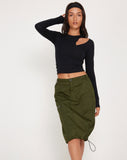 image of Shreya Cargo Midi Skirt in Forest Green