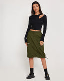 image of Shreya Cargo Midi Skirt in Forest Green