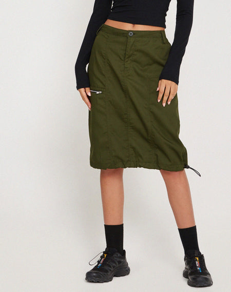 Pandu Midi Skirt in Tailoring Army Green